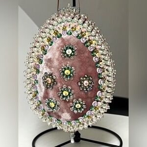 Handmade Vintage Style Easter Faberge Egg Push Pin Ornament Beads Sequins 6 in